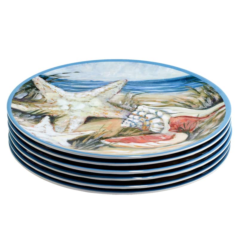 Certified International Seacoast Melamine 11" Dinner Plates, Set of 6 - 11" Diameter x 1"