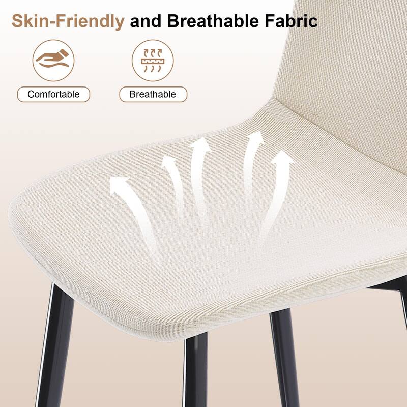 Modern Fabric Dining Chair Set of 4, Armless Side Chair with Iron Legs