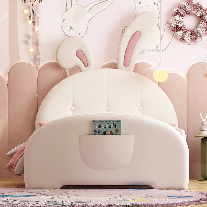 Twin size Upholstered Rabbit-Shape Princess Bed