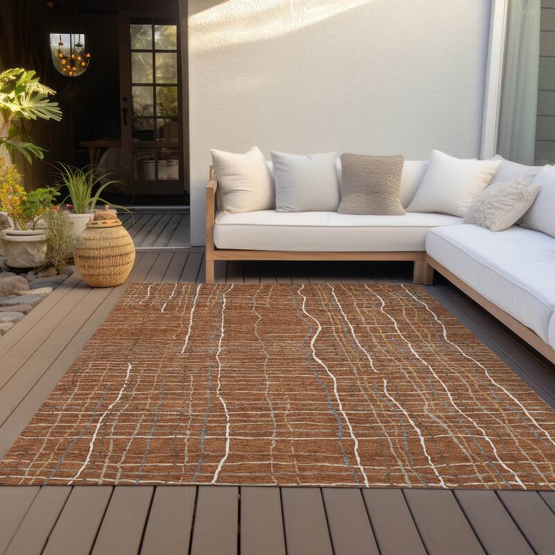 Machine Washable Indoor/ Outdoor Modern Century Chantille Rug