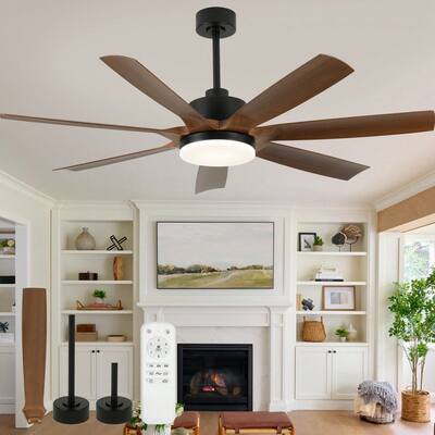 Cusp Barn 60 Inch Black Large Ceiling Fans with Lights and Remote, Modern 6 Speeds Quiet Reversible DC Motor Ceiling Fan