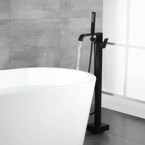 Freestanding Bathtub Faucet With Hand Shower Waterfall Tub Faucets With Handheld Shower Floor Mount Tub Filler
