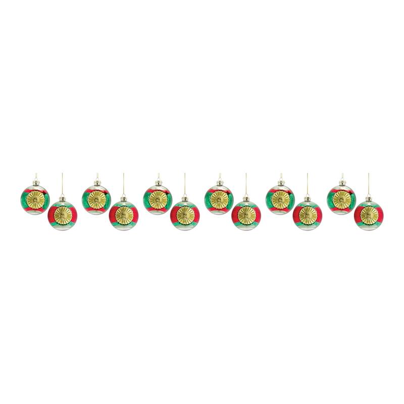 Shiny Reflector Christmas Ball Ornaments 3" 80mm Multi-Color 12ct