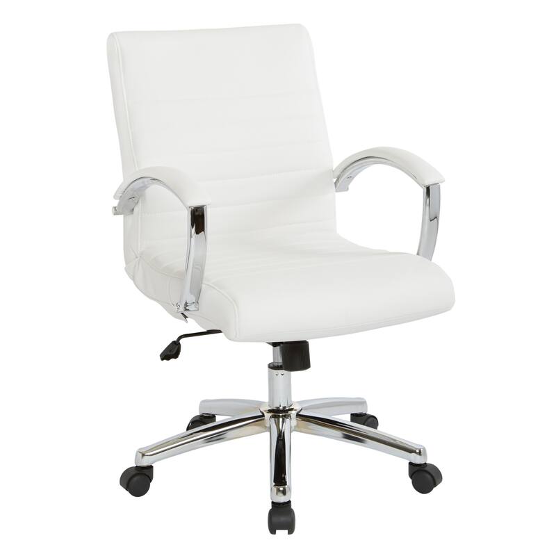 Executive Low Back Faux Leather Chair with Chrome Arms and Base - single - White
