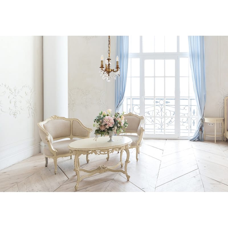 Somette Crystal 3-light French Gold Chandelier