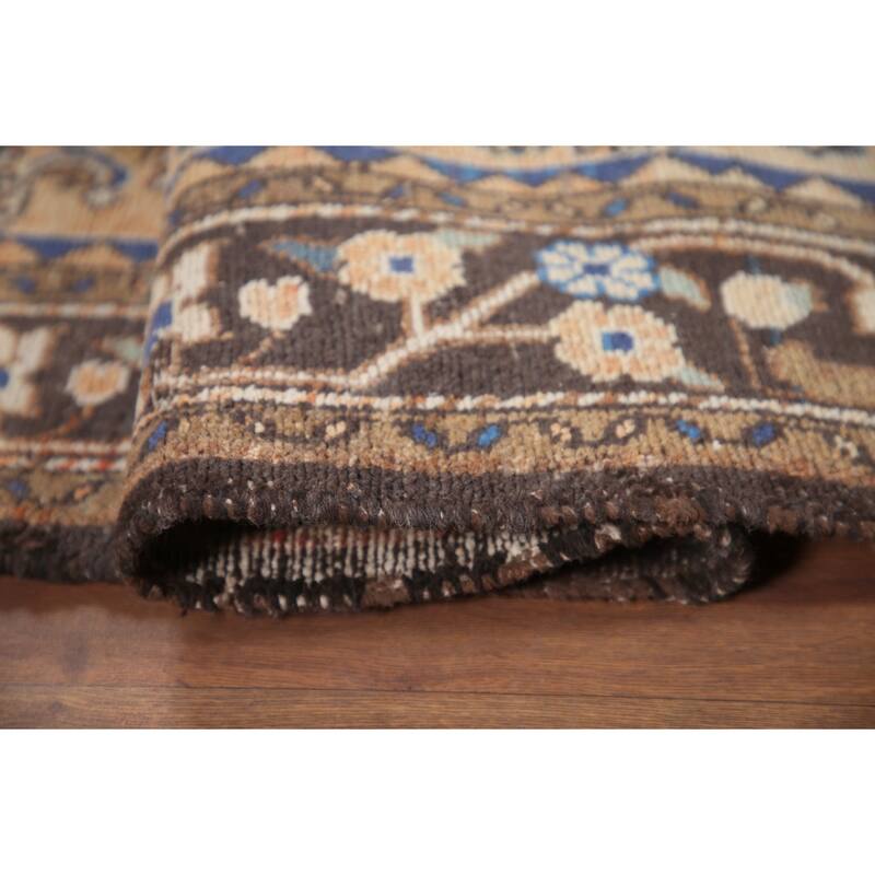 Hand Knotted Oriental 100% Wool Carpet Traditional All-Over Oranges & Rust Hamedan Runner Rug - 9' 8'' X 3' 7''