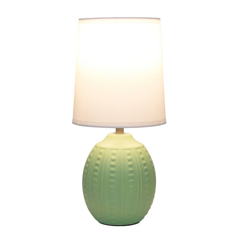 Ceramic Oval Table Lamp with Fabric Shade for Bedroom, Living Room - 6 x 6 x 13 in. (L x W x H)