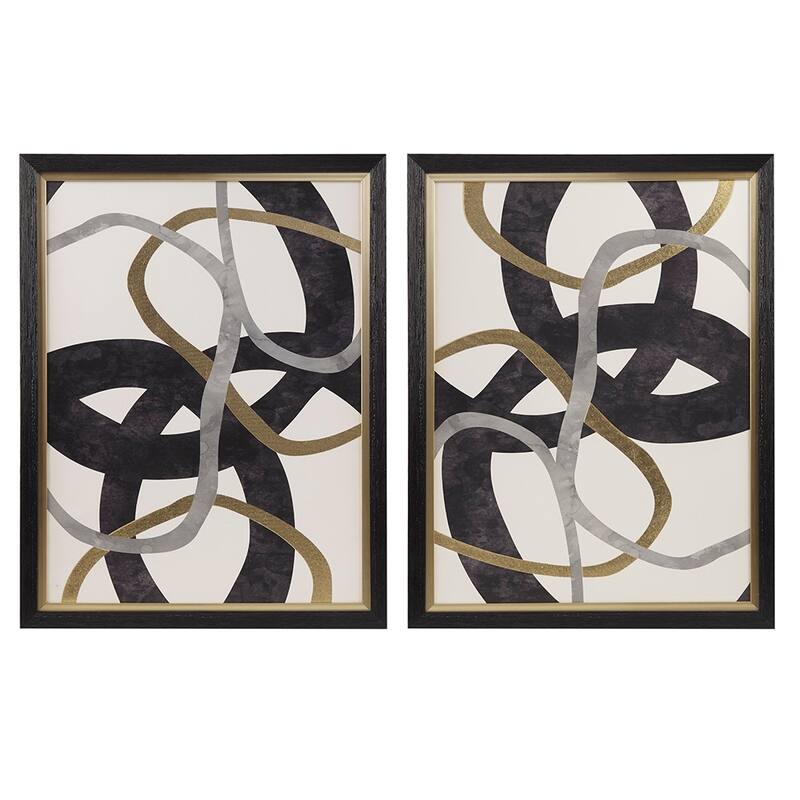 GDF Studio - Moving Midas Gold Foil Abstract 2-Piece Framed Canvas Wall Art Set