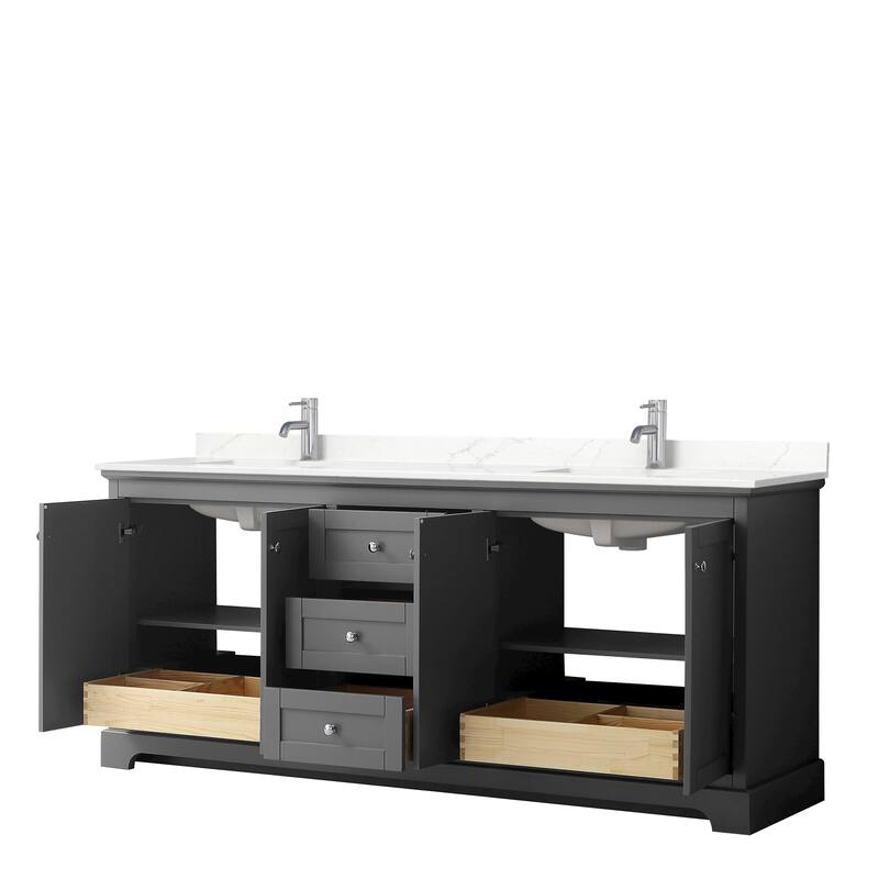 Avery 80-inch Double Vanity, Quartz Top