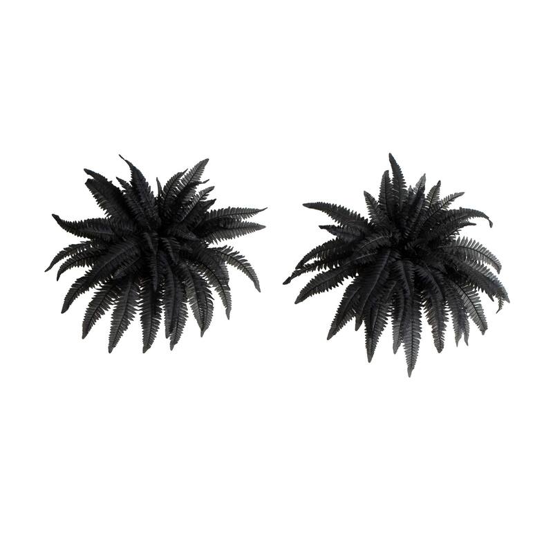 Halloween Artificial Boston Ferns - 40" - Black - Set of 2