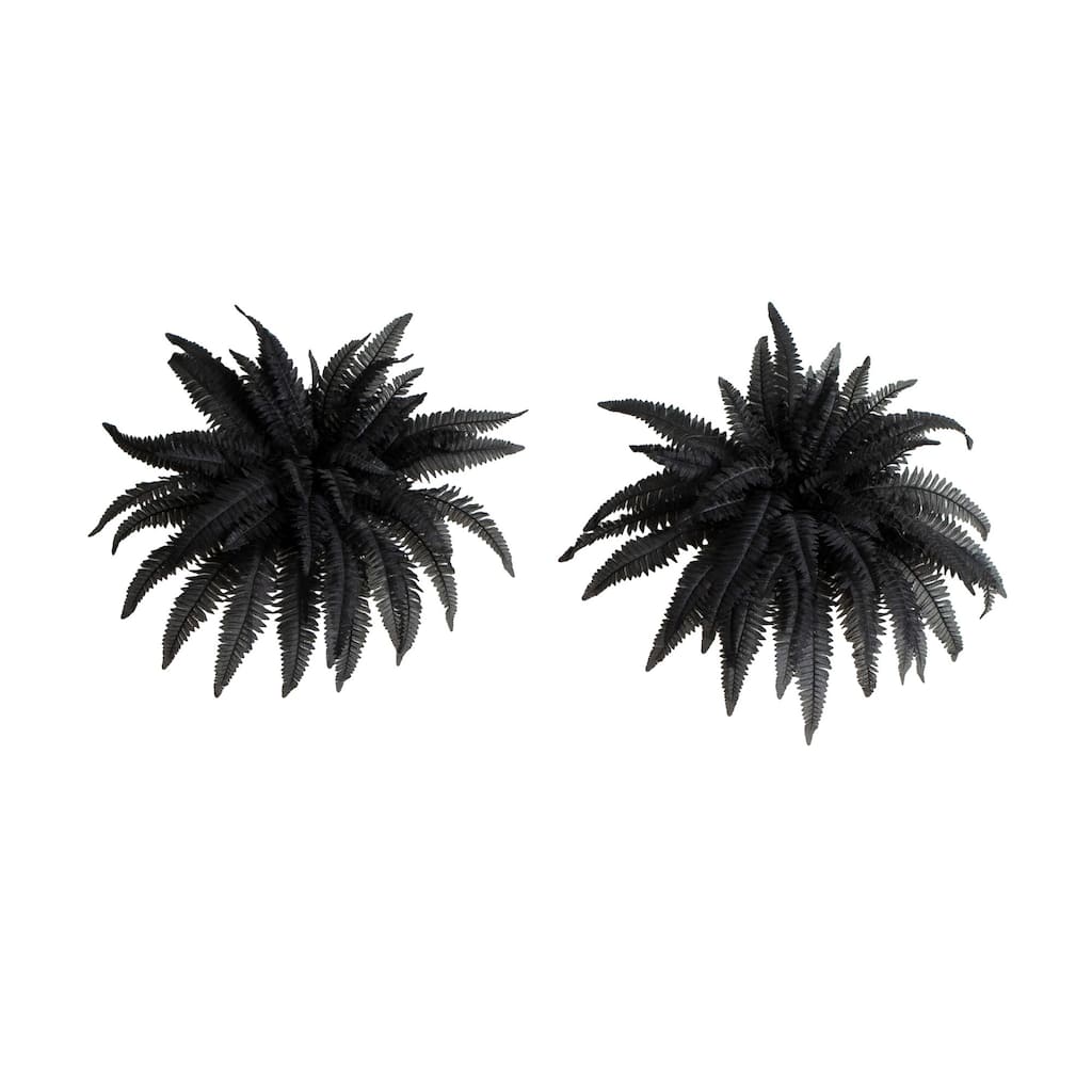 Halloween Artificial Boston Ferns - 40" - Black - Set of 2
