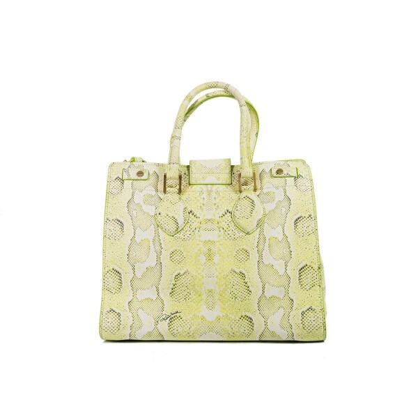 neon yellow snakeskin purse