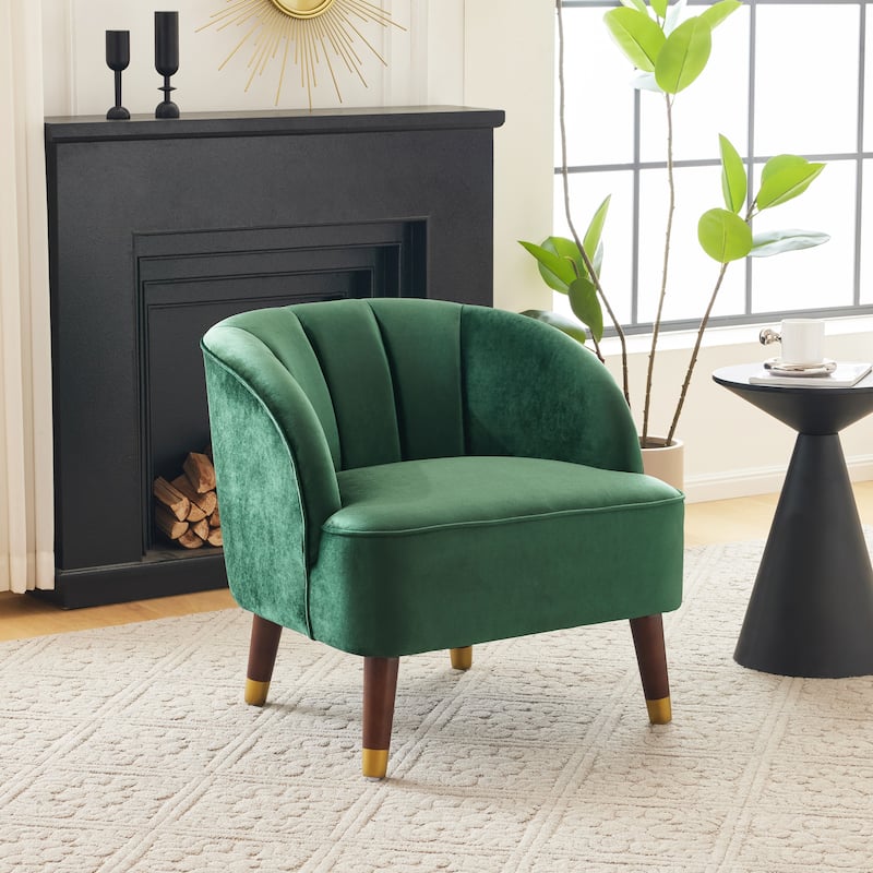 22'' Seat Wide Barrel Accent Chair with Wooden Legs 