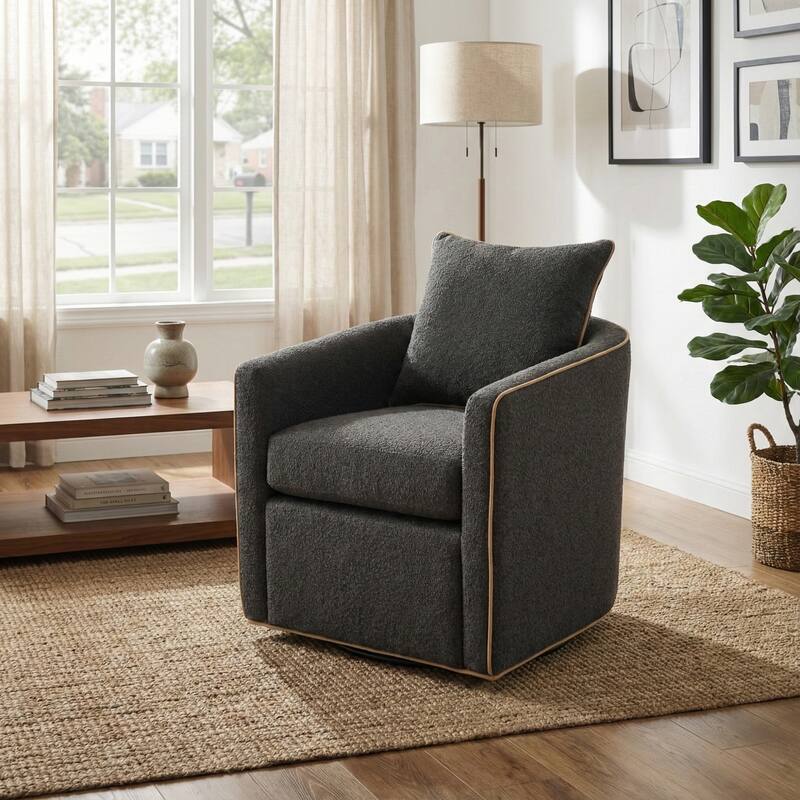 Christopher Knight Home - Averly Modern Upholstered Swivel Accent Chair with Curved Arms - Dark Grey
