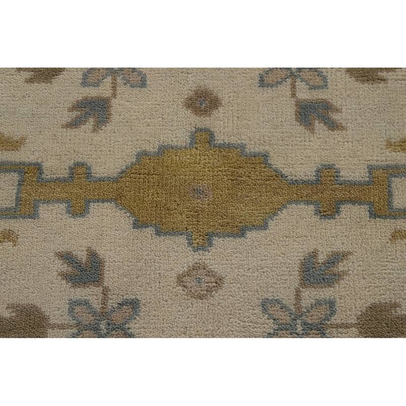 Ivory Oushak Indian Area Rug Handmade Wool Carpet - 8'1"x 9'10"
