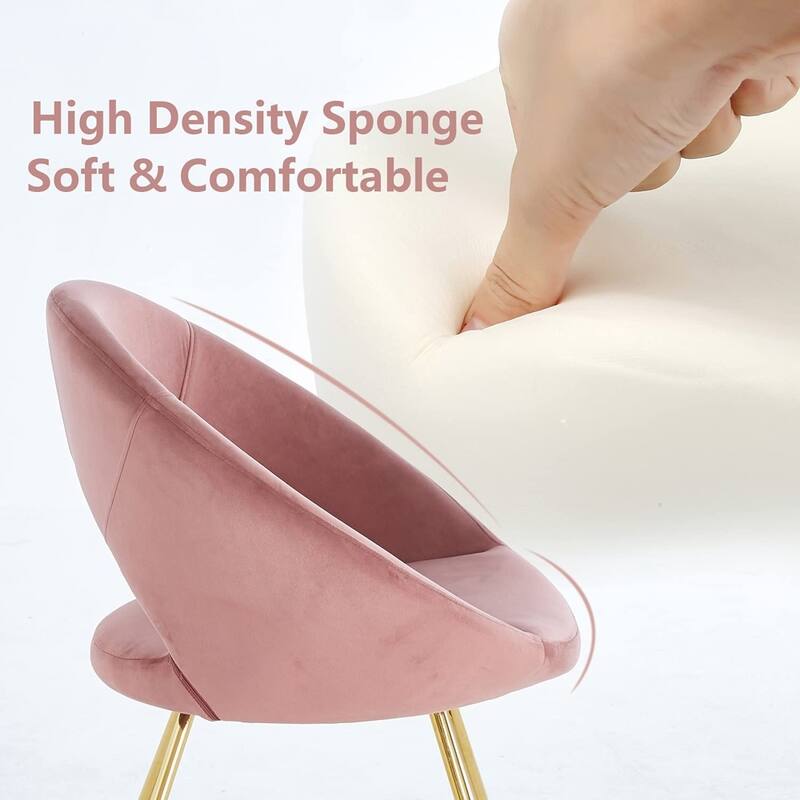 Velvet Chair Set of 2, Golden Metal Legs Mid-Century Living