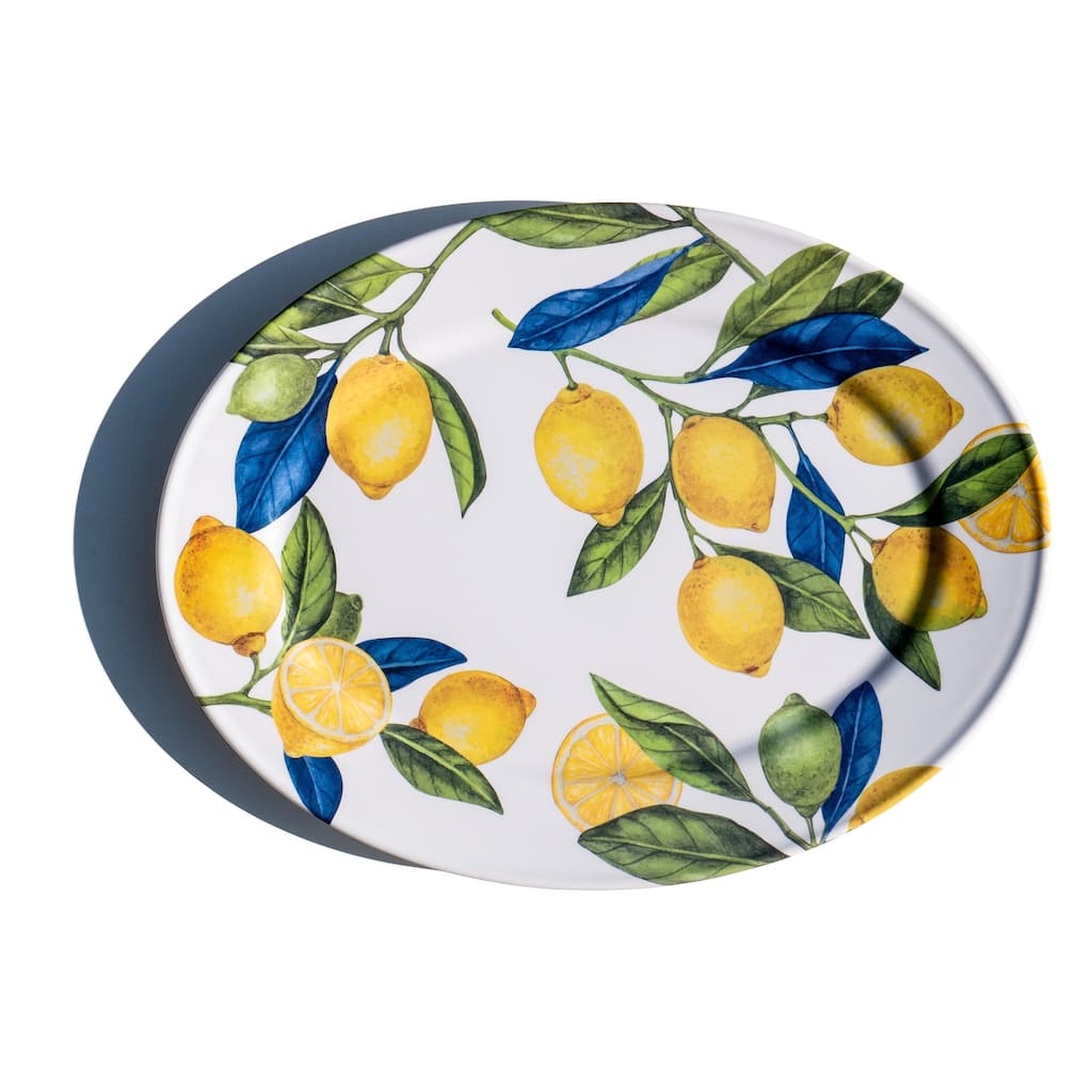 Abode Homewares Lemon Orchard Melamine Oval Serving Platter - Yellow - 16.9" x 13"