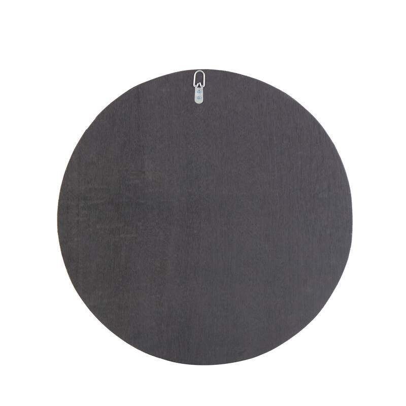 Brown Teak Wood Handmade Round Mosaic Inspired Wood Slab Abstract Home Wall Decor with Black Backing
