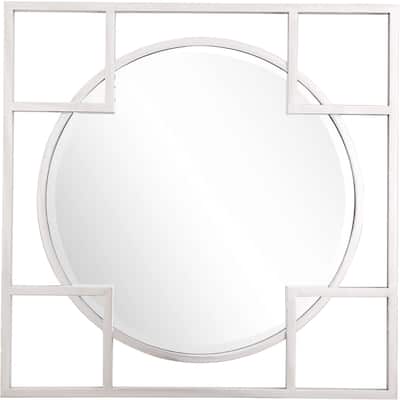 HomeRoots 33" Rustic Square Accent Mirror Wall Mounted With Metal Frame - 29