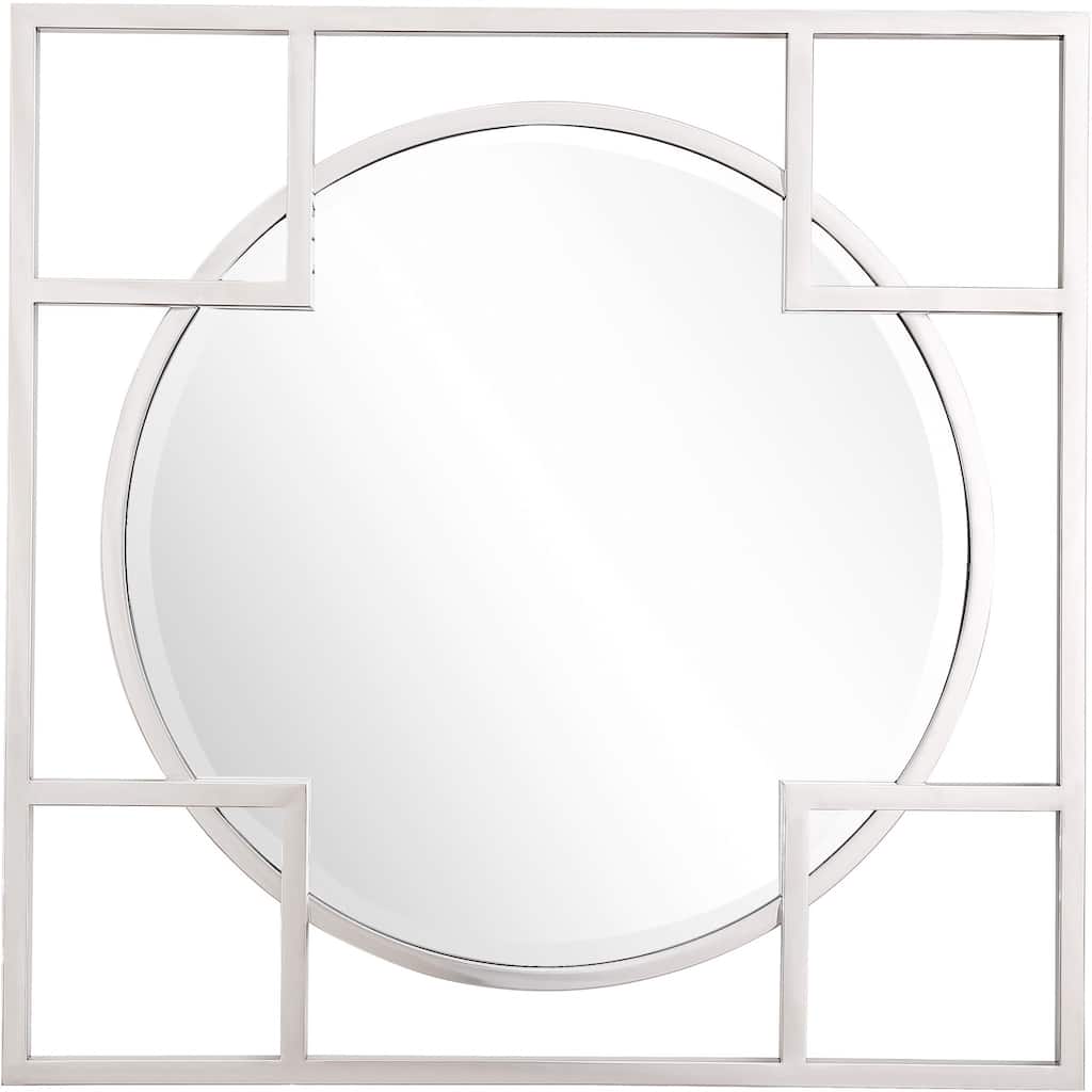 HomeRoots 33" Rustic Square Accent Mirror Wall Mounted With Metal Frame - 29