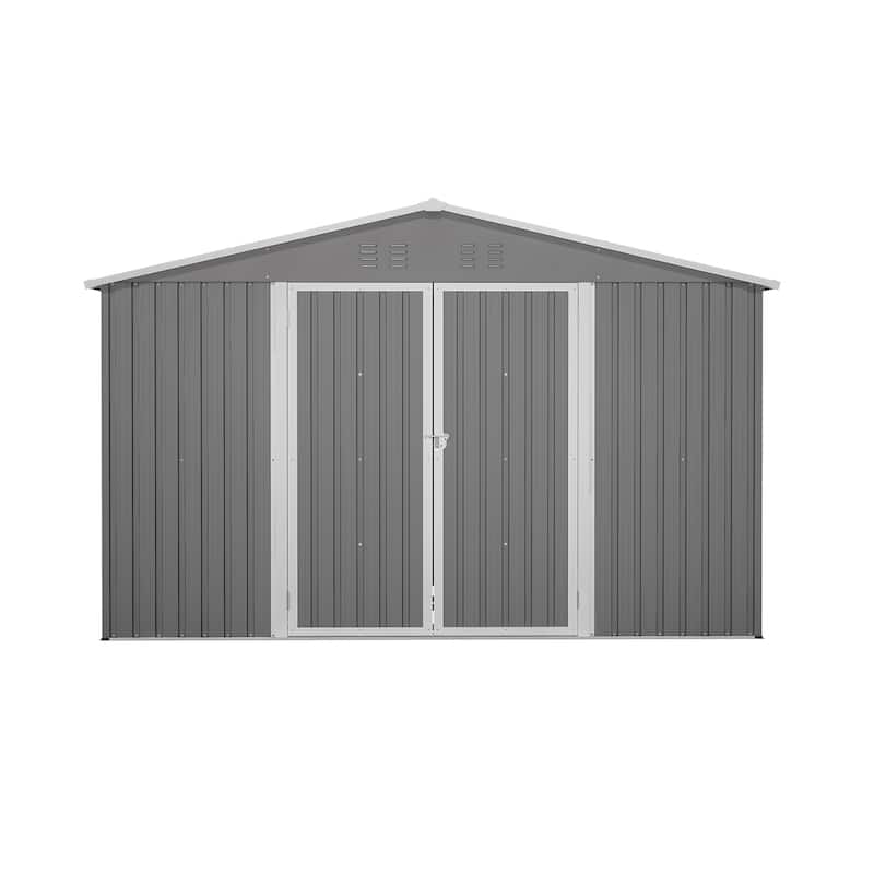 GDFStudio - Evelyn Spacious Outdoor Waterproof Tool Storage Shed with Durable Metal Frame