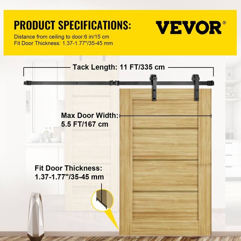 VEVOR Sliding Barn Door Hardware Kit,Barn Door Kit,330LBS,Darn Door for