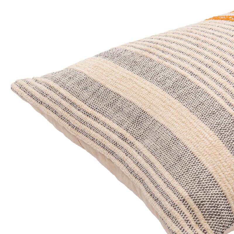 Bookyx Classic Striped Cotton Blend Throw Pillow