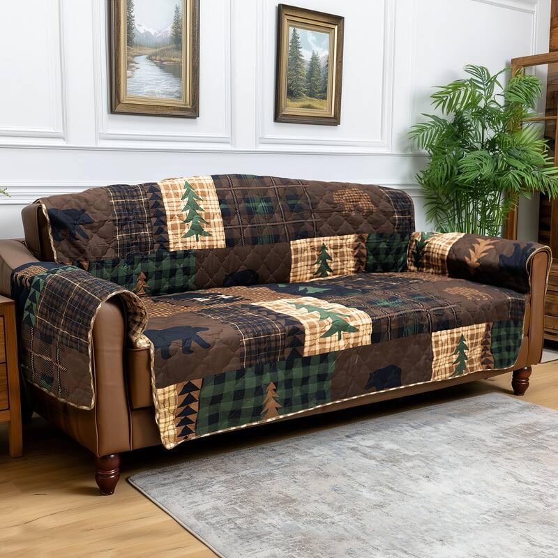 Donna Sharp Brown Bear Cabin Polyester Furniture Covers - Oversized Sofa