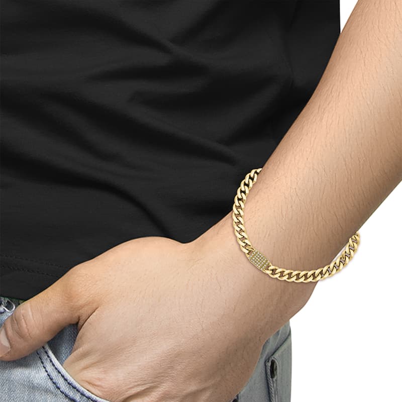 EFFY Men's Gold-Plated 925 Sterling Silver Diamond Bracelet