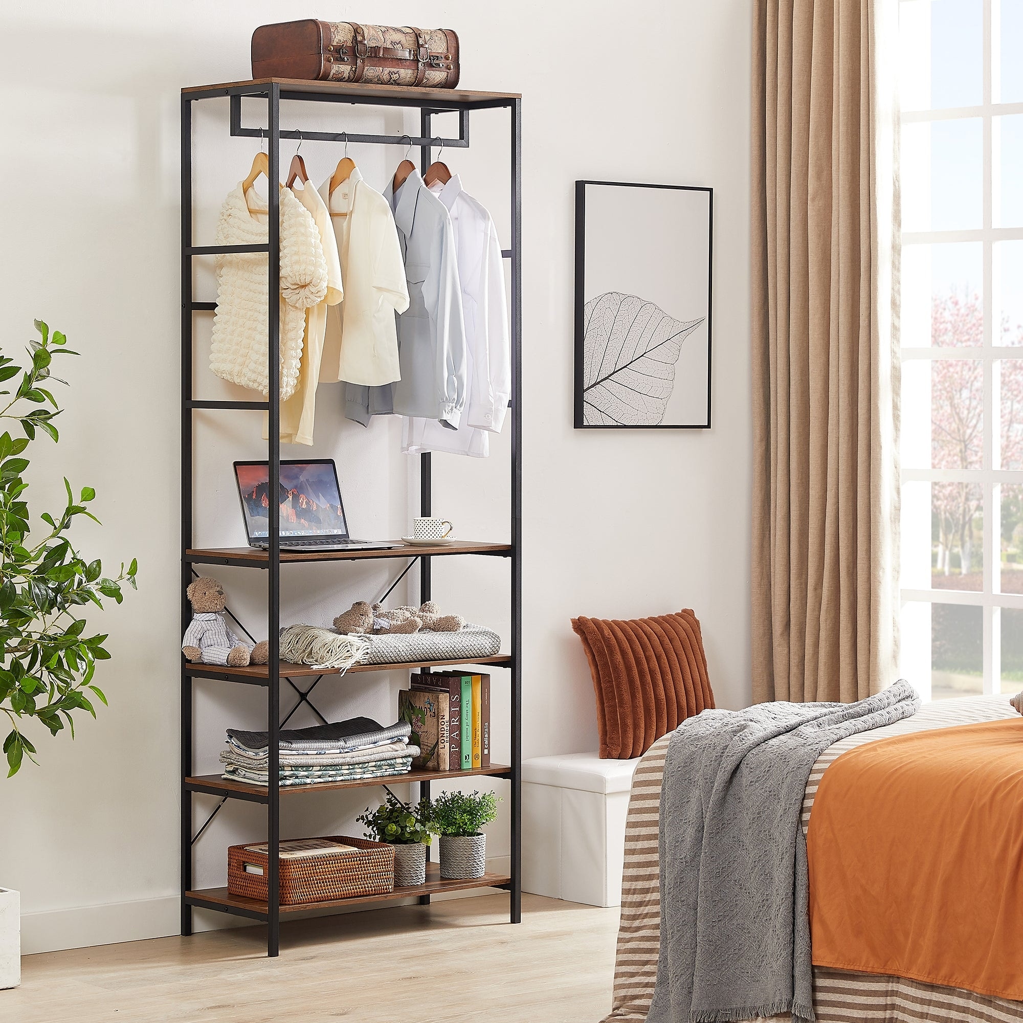 Free standing coat and shoe rack store