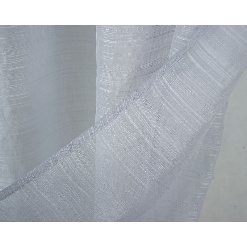 Erica Striped Doily Single Grommet Curtain Panel - (1x) 54 x 90 in. - (1x) 54 x 90 in.