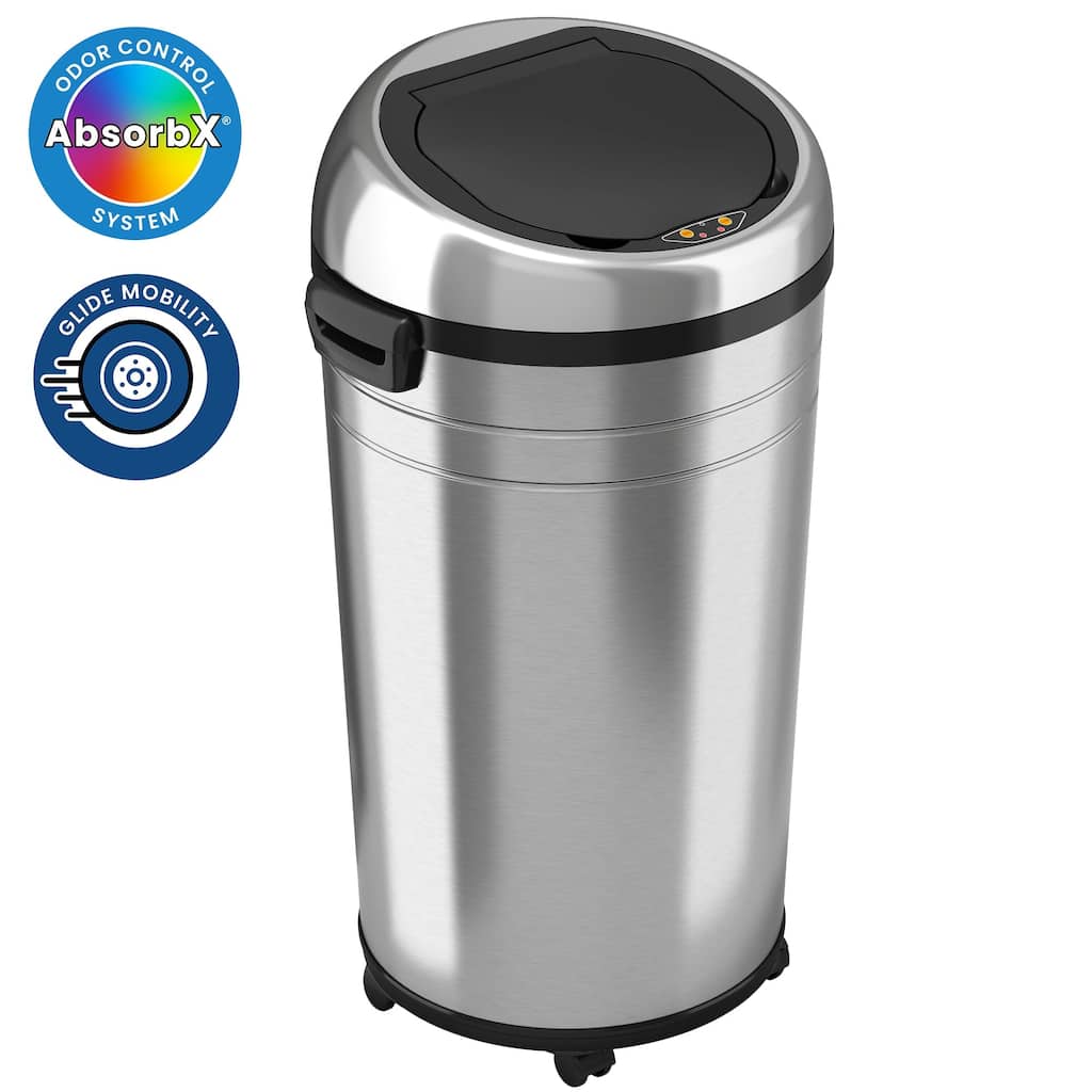 iTouchless 23 Gal Large Stainless Steel Sensor Trash Can with Wheels