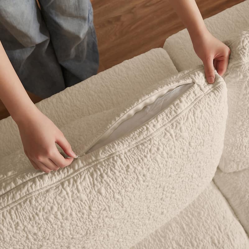 110" Cloud Sectional Couches for Living Room, Convertible L-Shape Couch with Ottoman, 3 Seater Modular Sectional Sofa