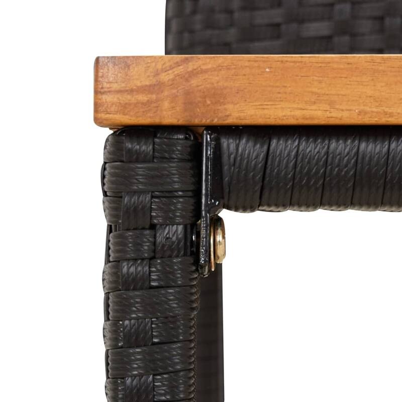 vidaXL 3 Piece Patio Bar Set Black Poly Rattan&Solid Wood Acacia - 15.7" x 17.3" x 39.4"