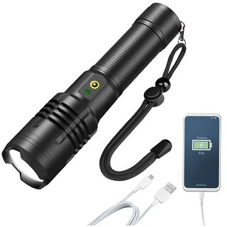 AccPlus 3-Pack Tactical 18650 Flashlight – High Power, 5 Modes, Zoomable, Black