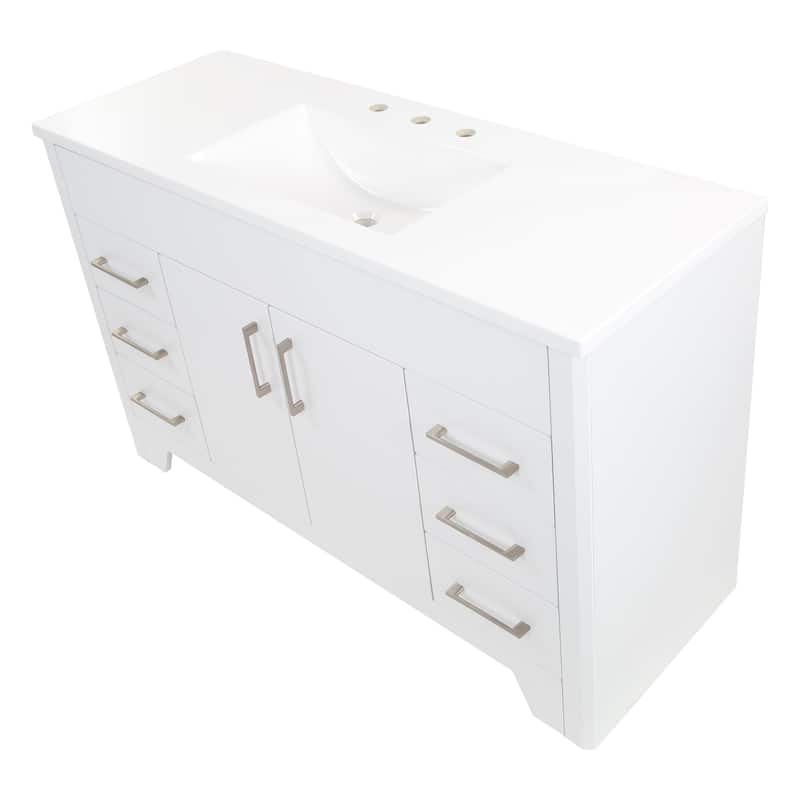 Spring Mill Cabinets Salil 48.5" Bathroom Vanity With Cabinet, 4 Drawers, and White Sink Top