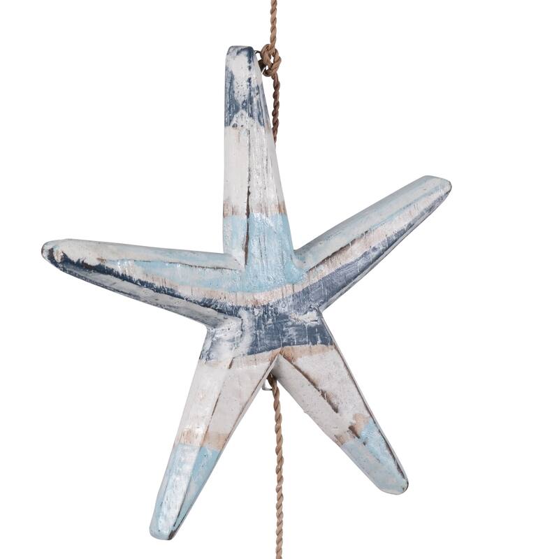 Decorative Wooden Boat Hanging Beaded Garland - 39", Blue & White