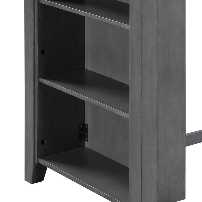 36" Finish Small Space Counter Height Dining Table with USB Charging Ports and Shelves