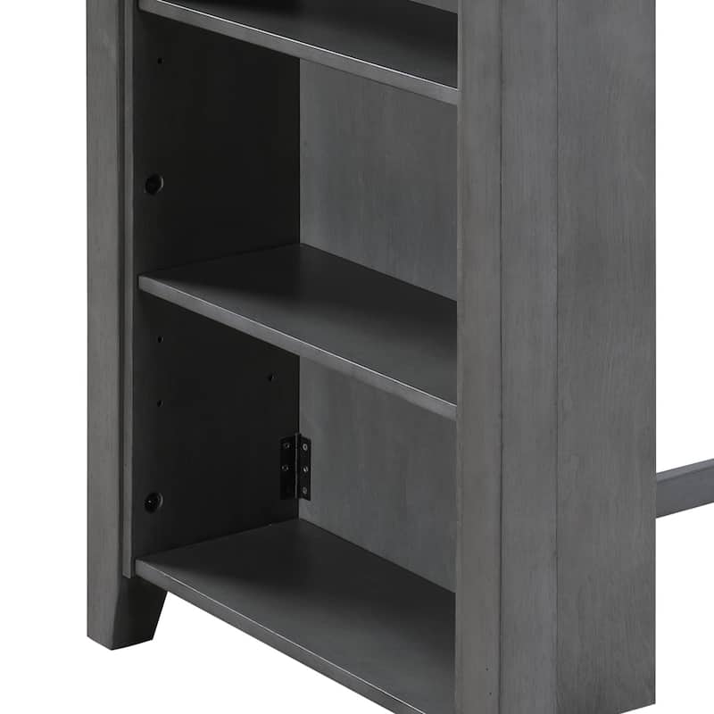 Counter Height Dining Table with USB Charging Ports and Shelves