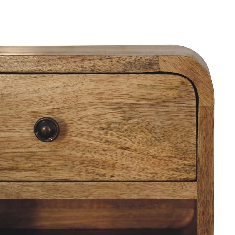 HomeRoots 12" Oak Solid Wood One Drawer Floating Nightstand