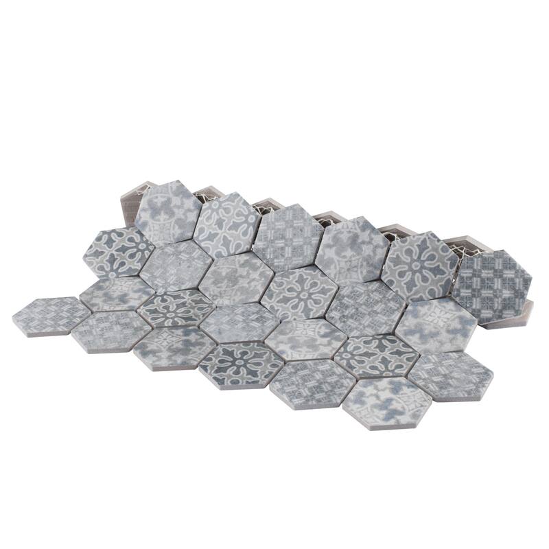 Merola Tile Medley 2" Hex Slate Blue 11-1/8" x 12-5/8" Porcelain Floor and Wall Tile
