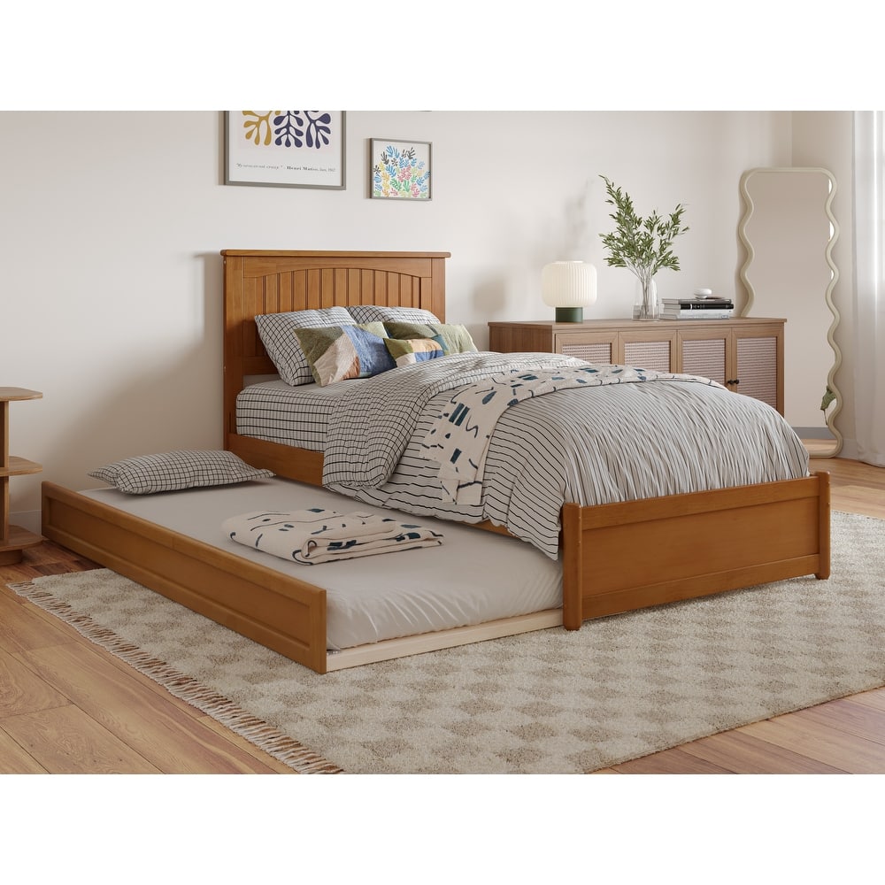 Malta Platform Bed with Panel Footboard and Twin XL Trundle