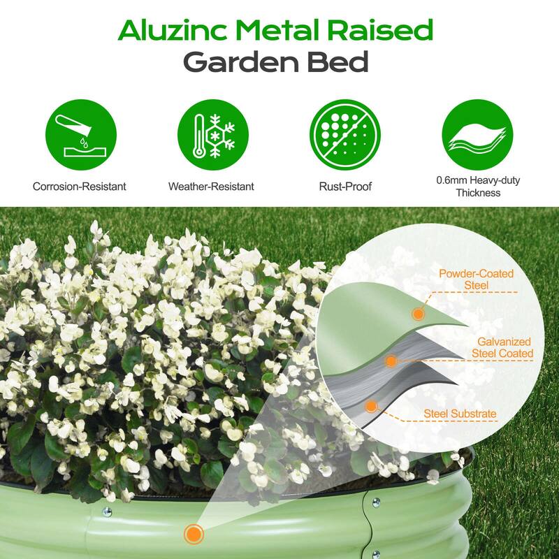 Aoodor 2 in 1 Modular Aluzinc Metal Raised Garden Bed 63''(L) x32''(W) x32''(H) - 63''(L) x32''(W) x32''(H)