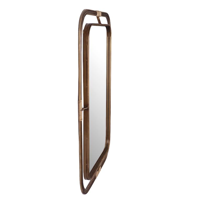 Azalea Park 27.6" Antique Gold Metal and Rattan Wall Mirror