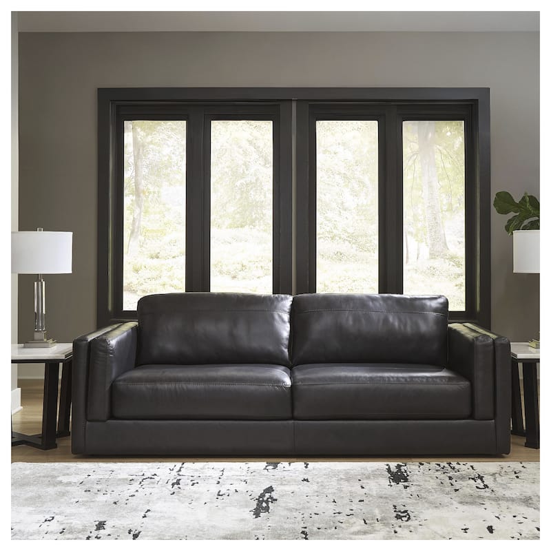 Signature Design by Ashley Amiata Onyx Sofa - 96"W x 41"D x 35"H - 96"W x 41"D x 35"H - Onyx