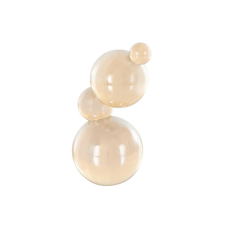Glass Stacked Orbs Abstract Decorative Sculpture - Beige or Clear