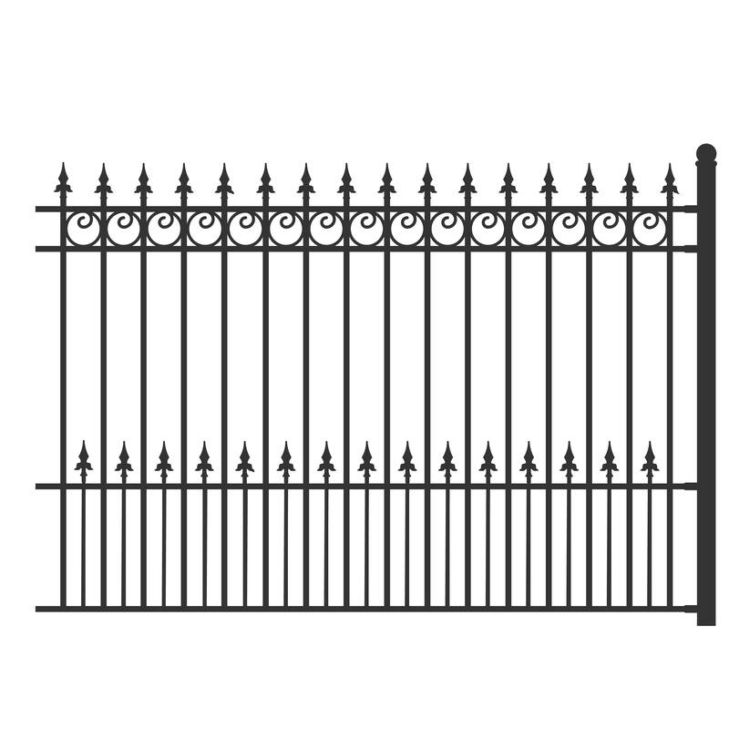 ALEKO Yard Garden Prague Style Steel 8' x 5' Black Fence Set of 2 Panels