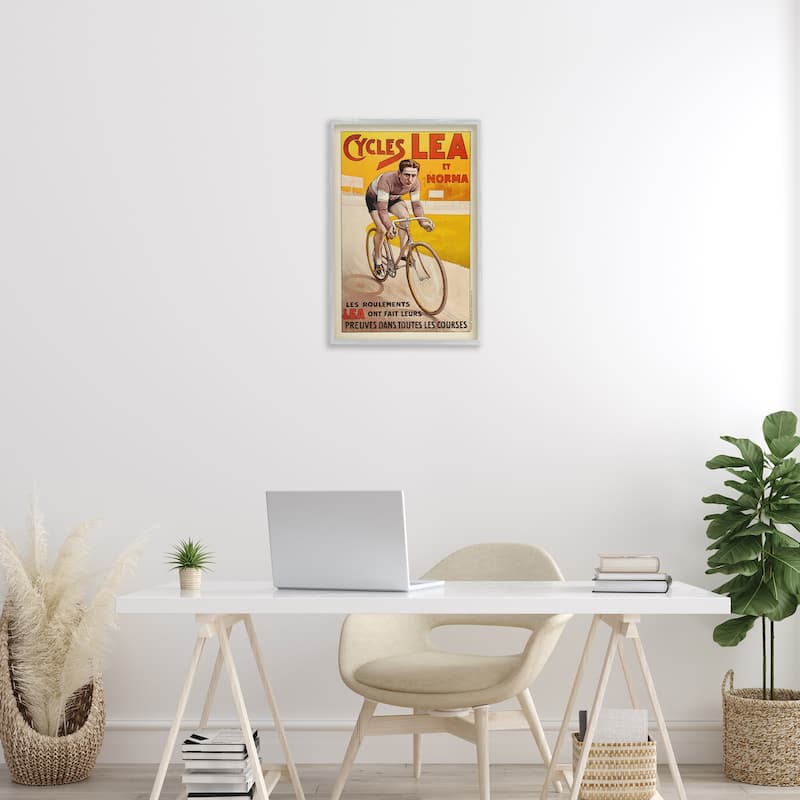Stupell Yellow Antique Cycling Poster Framed Giclee Art Design By Marcus Jules