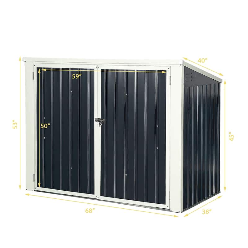 Costway 6x3FT Horizontal Storage Shed 68 Cubic Feet for Garbage Cans