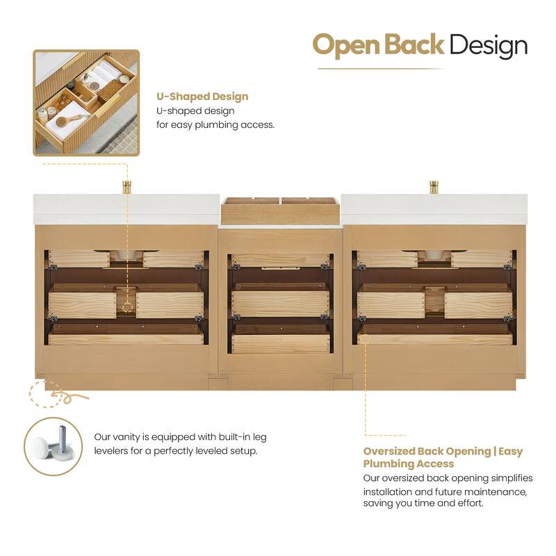 Santarem Double Vanity with Pure White Quartz Stone Top without Mirror